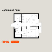 Планировка однокомнатной(квартира) площадью 35.2 квадратных метров в “ЖК Саларьево парк”