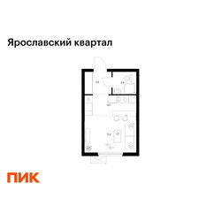Планировка студии(квартира) площадью 23.7 квадратных метров в ЖК “Ярославский квартал”