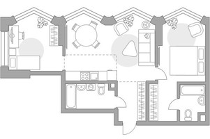 Планировка двухкомнатной(квартира) площадью 68.26 квадратных метров в “ЖК Мневники от Гранель”