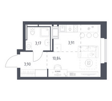 Планировка студии(квартира) площадью 21.82 квадратных метров в “ЖК Большое Путилково”