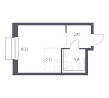 Планировка студии(квартира) площадью 22.28 квадратных метров в “ЖК Новое Внуково”