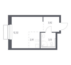 Планировка студии(квартира) площадью 22.28 квадратных метров в ЖК “ЖК Новое Внуково”