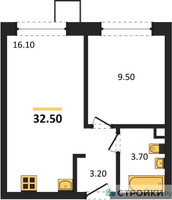Планировка однокомнатной(квартира) площадью 32.5 квадратных метров в “ЖК Никольский квартал Отрада”