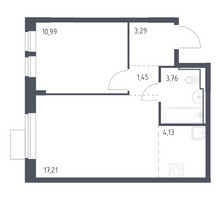 Планировка однокомнатной(квартира) площадью 40.83 квадратных метров в “ЖК Молжаниново”