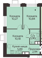 Планировка двухкомнатной(квартира) площадью 44 квадратных метров в “ЖК Каштановая роща”