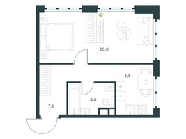 Планировка однокомнатной(квартира) площадью 39.2 квадратных метров в “ЖК Левел Южнопортовая”