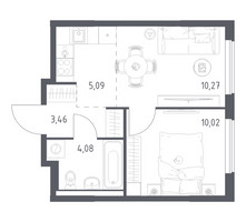 Планировка однокомнатной(квартира) площадью 32.92 квадратных метров в “ЖК Горки Парк”
