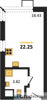 Планировка студии(квартира) площадью 22.25 квадратных метров в “ЖК Citimix (СитиМикс)”