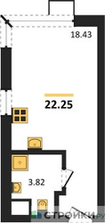 Планировка студии(квартира) площадью 22.25 квадратных метров в ЖК “ЖК Citimix (СитиМикс)”