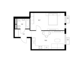 Планировка однокомнатной(квартира) площадью 40.7 квадратных метров в “ЖК Яуза Парк (Мытищи)”