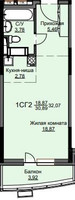 Планировка студии(квартира) площадью 32.4 квадратных метров в “ЖК Соболевка”
