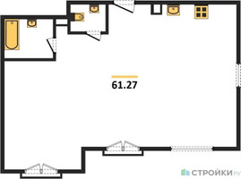 Планировка двухкомнатной(квартира) площадью 61.27 квадратных метров в “ЖК Дом Достижение”