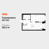 Планировка однокомнатной(квартира) площадью 38.5 квадратных метров в “ЖК Середневский лес”