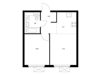 Планировка однокомнатной(квартира) площадью 36 квадратных метров в ЖК “ЖК Волжский Парк”