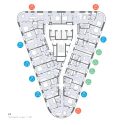 Планировка 4+ комнатной(квартира) площадью 82.7 квадратных метров в ЖК “ЖК Родина Переделкино”