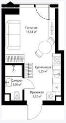 Планировка студии(апартаменты) площадью 22.67 квадратных метров в ЖК “ЖК JOIS (Джойс)”
