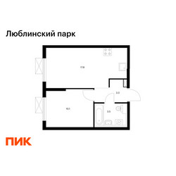 Планировка однокомнатной(квартира) площадью 34.7 квадратных метров в ЖК “ЖК Люблинский парк”
