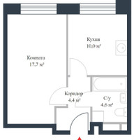 Планировка однокомнатной(квартира) площадью 36.7 квадратных метров в “ЖК Ривер Парк Коломенский”