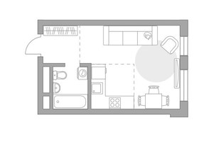 Планировка студии(квартира) площадью 28.9 квадратных метров в “ЖК Живописный”