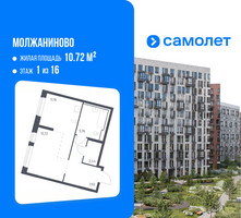 Планировка студии(квартира) площадью 38.01 квадратных метров в “ЖК Молжаниново”