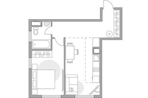 Планировка двухкомнатной(квартира) площадью 45.2 квадратных метров в “ЖК Бригантина”