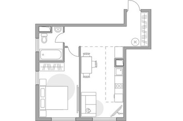 Планировка двухкомнатной(квартира) площадью 45.2 квадратных метров в ЖК “ЖК Бригантина”