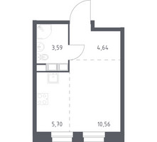 Планировка студии(квартира) площадью 24.49 квадратных метров в “ЖК ЭкоБунино (Южное Бунино)”