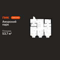 Планировка двухкомнатной(квартира) площадью 53.7 квадратных метров в “ЖК Амурский парк”