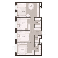 Планировка трехкомнатной(квартира) площадью 88.4 квадратных метров в “ЖК Гранд Комфорт”