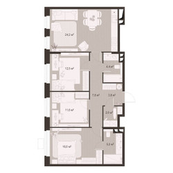 Планировка трехкомнатной(квартира) площадью 88.4 квадратных метров в ЖК “ЖК Гранд Комфорт”