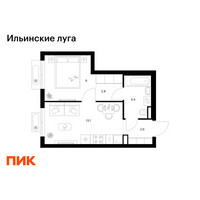 Планировка однокомнатной(квартира) площадью 31.9 квадратных метров в “ЖК Ильинские луга”