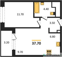 Планировка однокомнатной(квартира) площадью 37.7 квадратных метров в “Жилые кварталы Белый Град”