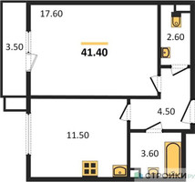 Планировка однокомнатной(квартира) площадью 41.4 квадратных метров в “ЖК Датский Квартал”