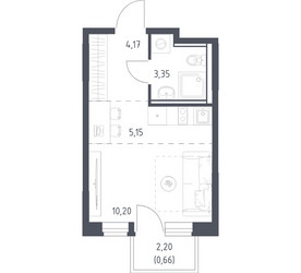 Планировка студии(квартира) площадью 23.53 квадратных метров в ЖК “ЖК Квартал Ивакино”