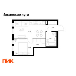 Планировка однокомнатной(квартира) площадью 33.11 квадратных метров в ЖК “ЖК Ильинские луга”