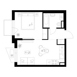 Планировка однокомнатной(квартира) площадью 34.1 квадратных метров в ЖК “ЖК Онежский вал”