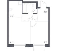 Планировка однокомнатной(квартира) площадью 40.9 квадратных метров в “ЖК Новое Внуково”