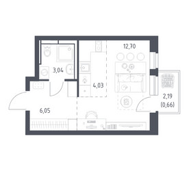 Планировка студии(квартира) площадью 26.48 квадратных метров в ЖК “ЖК Новое Видное”