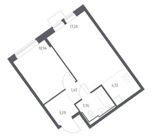 Планировка однокомнатной(квартира) площадью 40.77 квадратных метров в “ЖК Молжаниново”