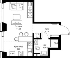 Планировка студии(квартира) площадью 28.77 квадратных метров в “ЖК СЕТ”