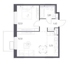 Планировка однокомнатной(квартира) площадью 42.9 квадратных метров в “ЖК Алхимово”
