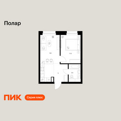 Планировка однокомнатной(квартира) площадью 35.9 квадратных метров в ЖК “ЖК Полар”