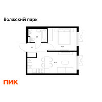 Планировка однокомнатной(квартира) площадью 34.2 квадратных метров в “ЖК Волжский Парк”