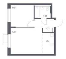 Планировка однокомнатной(квартира) площадью 39.96 квадратных метров в “ЖК Подольские кварталы”