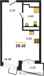 Планировка студии(квартира) площадью 29.1 квадратных метров в ЖК “ЖК Легенда Коренёво”