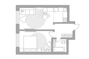 Планировка двухкомнатной(квартира) площадью 36.94 квадратных метров в “ЖК Ильинойс”