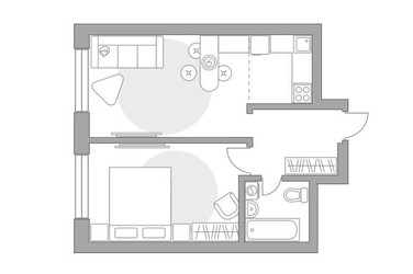 Планировка двухкомнатной(квартира) площадью 36.94 квадратных метров в ЖК “ЖК Ильинойс”