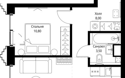 Планировка однокомнатной(квартира) площадью 41.4 квадратных метров в ЖК “ЖК SET (Сет)”