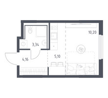 Планировка студии(квартира) площадью 22.8 квадратных метров в “ЖК Пригород Лесное”