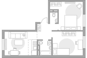 Планировка трехкомнатной(квартира) площадью 57.57 квадратных метров в “ЖК Аникеевский”